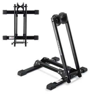 Produktbild von ROCKBROS Fahrradständer Fahrrad Faltbar Hinterradständer aus Kohlenstoffstahl Ideal für 24-27,5” Mountainbikes, Rennräder, Falträder – Schwarz