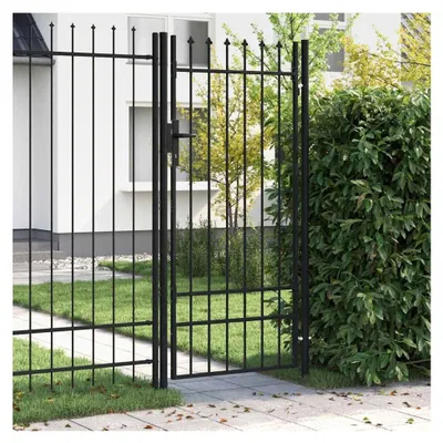 Produktbild von Zauntor Einzelflügel mit Speerspitzen Stahl 1 x 2 m Schwarz, Sicherheits-Hoftor für Einfahrten und Industriegelände