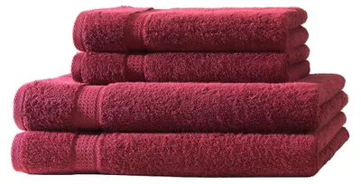 Produktbild von 4er Set Frottee 2x Handtücher 2x Duschtücher Elegance 100% Baumwolle 500 gsm 50x100 cm 70x140 cm bordeaux