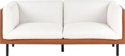 Produktbild von BELIANI Sofa Braun und Cremeweiß Stoff 2-Sitzer Gepolstert mit Schwarzen Metallbeinen Modernes Design Couch Wohnzimmermöbel