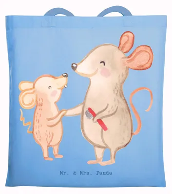 Produktbild von Mr. & Mrs. Panda einkaufstasche baumwolle Heilpädagoge Herz - Sky Blue - Geschenk, Ausbildung, Stoffbeutel, Schultasche, Studium, Kindergarten, Heilpädagogik, Kindern