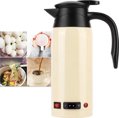 Image de Chaudière électrique portable de 800 ml à haute capacité avec cigarette plus légère pour une utilisation en voiture 12v24v (Beige)