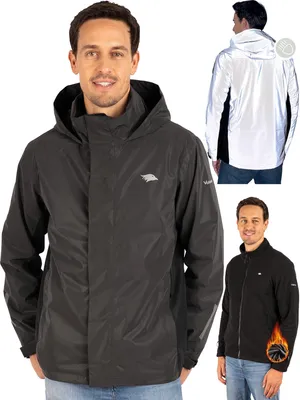 Produktbild von Valkental® Reflektierende & Wasserdichte 3in1 Jacke Herren [Fleece Zipp-In & Verstaubare Kapuze] Geeignet als Winterjacke, Regenjacke & Fahrradjacke