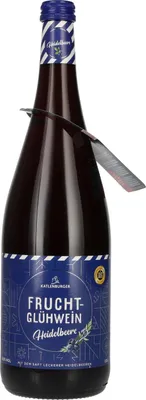 A bottle of Katlenburger Heidelbeere Fruchtglühwein.