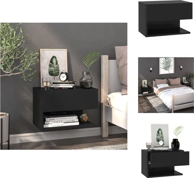 Immagine prodotto di vidaXL Comodino da parete nero - Comodini