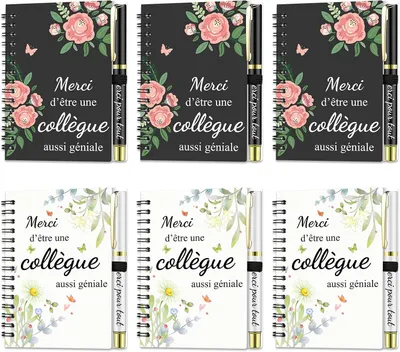 Productafbeelding van Cadeau voor collega - 6 sets notitieboeken met spiraalbinding - Balpen - Bedankt voor een collega - Verjaardag