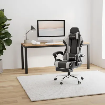 Zdjęcie produktu dla Ergonomiczny fotel gamingowy z funkcją masażu i podnóżkiem, w kolorze białym
