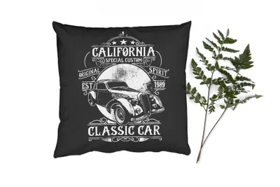 Produktbild von MuchoWow® Zierkissen Sofakissen Wohnzimmer Dekokissen 40x40 cm Mancave - Auto - Vintage - Schwarz - Weiß - Foto Kissen - Schlafzimmer Dekoration
