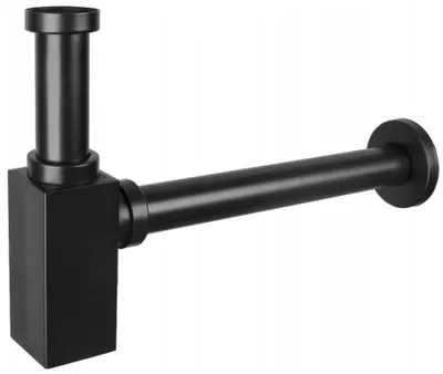 Image de Siphon de lavabo carré, noir (79960-70)