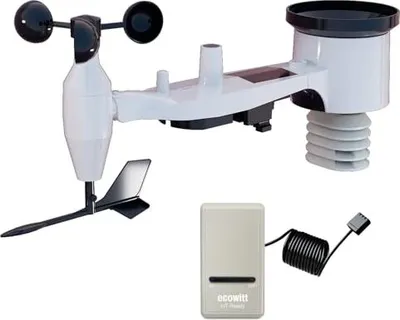 Produktbild von ECOWITT WLAN WETTERSTATION GW1201, Solar angetrieben 7 in 1 Außensensor -Einheit WS69, GW1200 Gateway Innensensoren, IoT aktiviert (Sensorfrequenz 868
