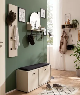 Produktbild von Garderoben Set mit Garderobenpaneel beige LORCA-80, 4-teilig