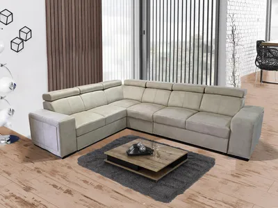 Produktbild von DOMI Ecksofa Apollo 2FRR3P mit Schlaffunktion, L-Form, Bettkasten, Universal, Sofa, Wohnzimmersofa, Couch, Couchgarnitur - Beige, Salvador 02