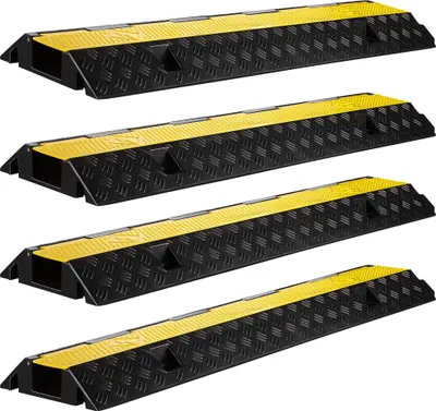 Immagine prodotto di Wiltec Ponte per cavi 98 x 26 x 6,5 cm 4 pezzi, canalina per cavi con portata 15 t, protezione antiurto fino a 30 km/h, protezione antiurto per cavi in PP e gomma
