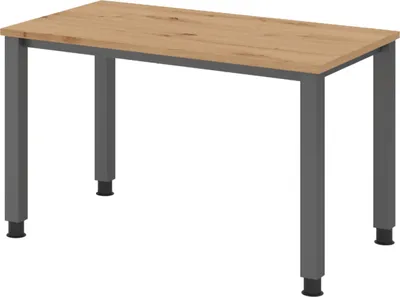 Produktbild von bümö Schreibtisch Serie-Q (Mini) - Nachbildung: Asteiche, Größe:  120 x 67,2 cm, Gestell: Graphit