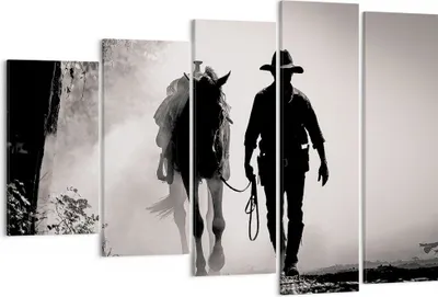 Produktbild von Bild auf Leinwand - Leinwandbild - 5 Teile - Cowboy Pferd Shady - 150x100cm - Wand Bild - Wanddeko - Wandbilder - Leinwanddruck - Bilder - Wanddekoration - Leinwand bilder - Wandbild - EG150x100-4620