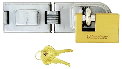 Image de Porte-cadenas avec cadenas en acier cémenté, MASTER LOCK, 160 mm
