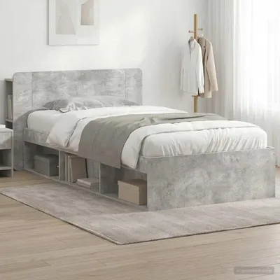 Zdjęcie produktu dla Maison Exclusive - Łóżko z pojemnikiem na pościel, kolor betonowy, 100 x 200 cm, płyta wiórowa