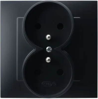 Obrázek produktu pro Dvojitá uzemnìná zásuvka s rámeèkem SZAFIR Black Ospel