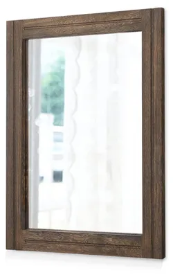 Obrázek produktu pro Rustikální dřevěný obdélníkový dekorativní nástěnný zrcadlo, 40,6 x 30,5 cm, retro, hnědá barva