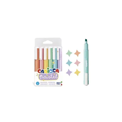 Produktbild von Carioca Pastel Marker 6 Stück(e) Meißel Blau, Grün, Orange, Pastell, Pink, Violett, Gelb