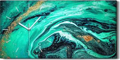 Produktbild von Wanduhr Bürouhr Leinwand Bild Geräuschlos 60x30 Malerei Abstrakte Kunst - weiße Hände
