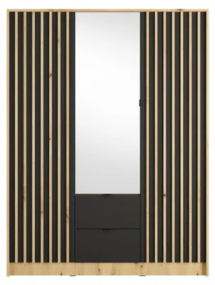 Produktbild von Masseno Drehtürenschrank SATREN 150,8/200,5/54,5cm 3-türig mit Spiegel Eiche Artisan