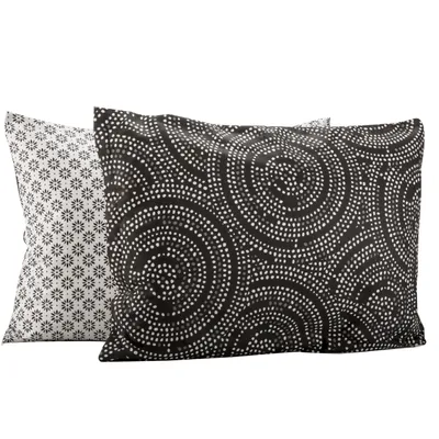 Produktbild von Kissenbezug 50x70 2er Set Kissenhülle Kissen Bezug 100% Baumwolle, Farbe:Schwarz