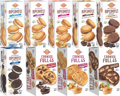 Produktbild von Cookies gefüllte Kekse Probierset 9 verschiedene Sorten mit Creme 1530g aus Griechenland