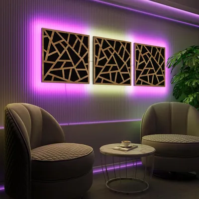 Immagine prodotto di Set da 3 pannelli acustici a LED con effetto RGB Glow per Echo Control | Pannelli fonoassorbenti con retroilluminazione | 3x SKYROSS - Separately | Rovere