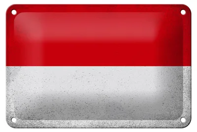 Produktbild von Blechschild Flagge Monaco 18x12cm Flag of Monaco Vintage Dekoration