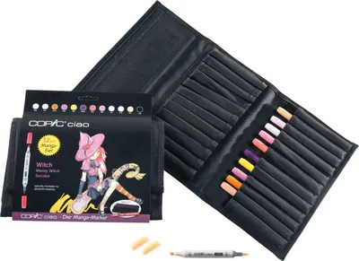 Obrázok produktu pre COPIC Ciao obojstranný štetec a dláto 12, Manga tóny čarodejnice v peračníku