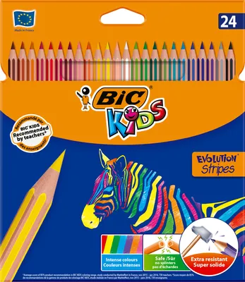 Image de Bic Evolution Stripes crayons de couleur 24 couleurs No 9133