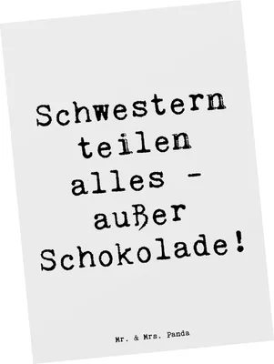 Produktbild von Mr. & Mrs. Panda Postkarte Spruch Schwestern Liebe - Weiß - Geschenk, Postkarten, Freude, Geschwisterliebe, herzerwärmende Sprüche, Ansichtskarten, Verwandte, bildkarte