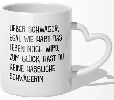 Produktbild von 22Feels Schwager Geschenk von Schwägerin Hochzeit Idee Männer Tasse Weihnachten Geburtstag Haferl Kaffeetasse Bester Familie (Herzhenkel Weiss)