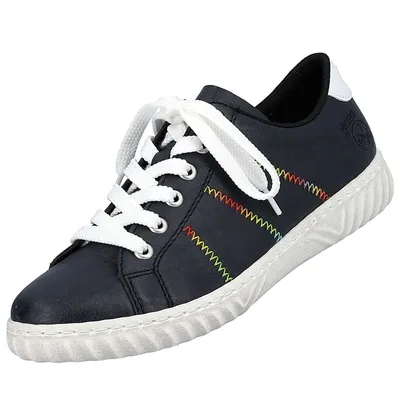 Produktbild von Rieker Damen Sneaker Schnürer Halbschuh Ziernaht N0910, Größe:37 EU, Farbe:Blau