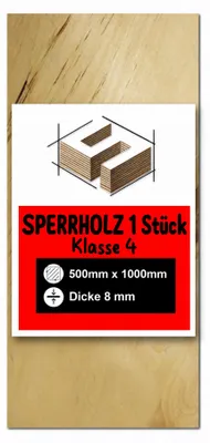 Produktbild von Rechteckige Birkensperrholzplatte zum Basteln und Bemalen – Lasergravur, CNC-Fräsen, Modellbau, Laubsägearbeiten, Brandmalerei und Decoupage – Klasse 4 – 50 × 100 cm (500 × 1000 mm) – 8 mm – 1 Stück