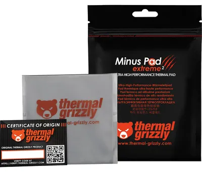Obrázek produktu pro Thermal Grizzly Minus Pad extreme 2, Chladicí podložka, Šedá, 100 mm, 100 mm, 0,5 mm, 24 g