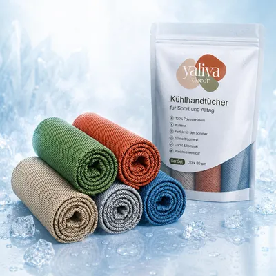 Produktbild von Kühlendes Handtuch 5er Set Kühlhandtücher 80x30cm Sporthandtuch Kühltuch Schnelltrocknend wiederverwendbar Fitness Outdoor Reisen YaLiva_Decor®