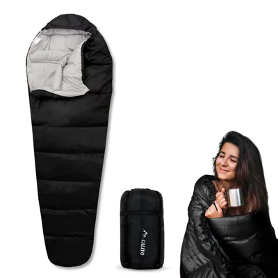 Produktbild von Trekkingschlafsack Mumienschlafsack – Schlafsack Winter und Sommer, -10°C bis 10°C, Wasserabweisend und Windschutz - Ultraleicht - Outdoor