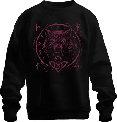 Obrázek produktu pro Viking Wolf Runes Grunge Nordic Celtic Knot Pattern Viking Uni mikina, černá, XXL