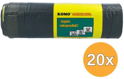 Productafbeelding van 20x Komo Huisvuilzakken Trekband (15 stuks)