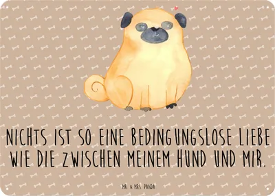 Produktbild von Mr. & Mrs. Panda tafel Mops DIN A3 - Hundeglück - Geschenk, Pure Liebe, Metallschild, Schild, Wandbild, Hund, Türschild, Metall, Knuffig, Sprüche