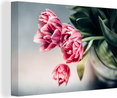 Produktbild von OneMillionCanvasses® - Leinwandbilder - 140x90 cm, Blumen - Tulpen - Rosa, Wandbilder Kunstdruck Wanddekoration