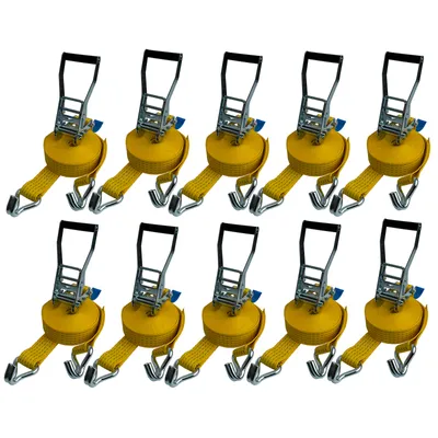 Produktbild von 10 x LKW Ratschen Zurrgurt 2-teilig 5 x 800 cm Gelb Spitzhaken ZC52081
