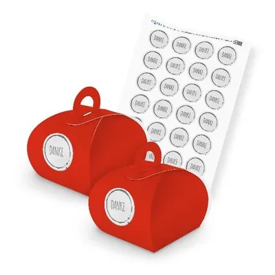 Produktbild von itenga SET Danke Stempeldesign Grau unlackiert (Motiv 83) 24x Geschenkschachtel
