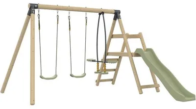 Produktbild von Spielturm mit Schaukel und Rutsche, Sherwood Ajonc, 3-fach Schaukel inklusive Vis-à-Vis, 175 cm Rutsche,Holz