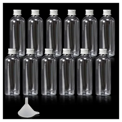 12 leere Plastikflaschen 60 ml mit Schraubdeckel & Trichter