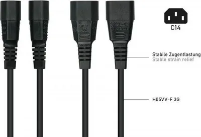 Immagine prodotto di Cavo SK1402-S002, 0,15 m, IEC C14, presa di tipo F, H05VV-F, 250 V, 10 A