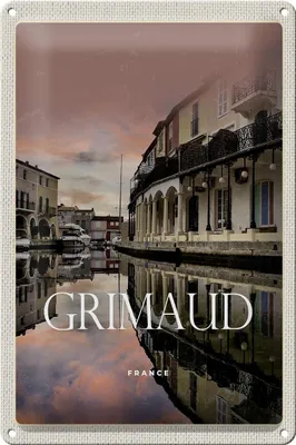 Produktbild von Blechschild Reise 20x30cm Grimaud France Panorama Bild Geschnenk