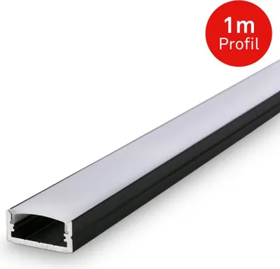 Produktbild von Pimp Your Stripe Aluminiumprofil 1m, Diffusorabdeckung, selbstklebend, schwarz